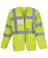 Orange - Hi-vis executive long sleeve waistcoat (HVJ800) Safety Vests Yoko Plus Sizes, Safetywear, Workwear Schoolwear Centres