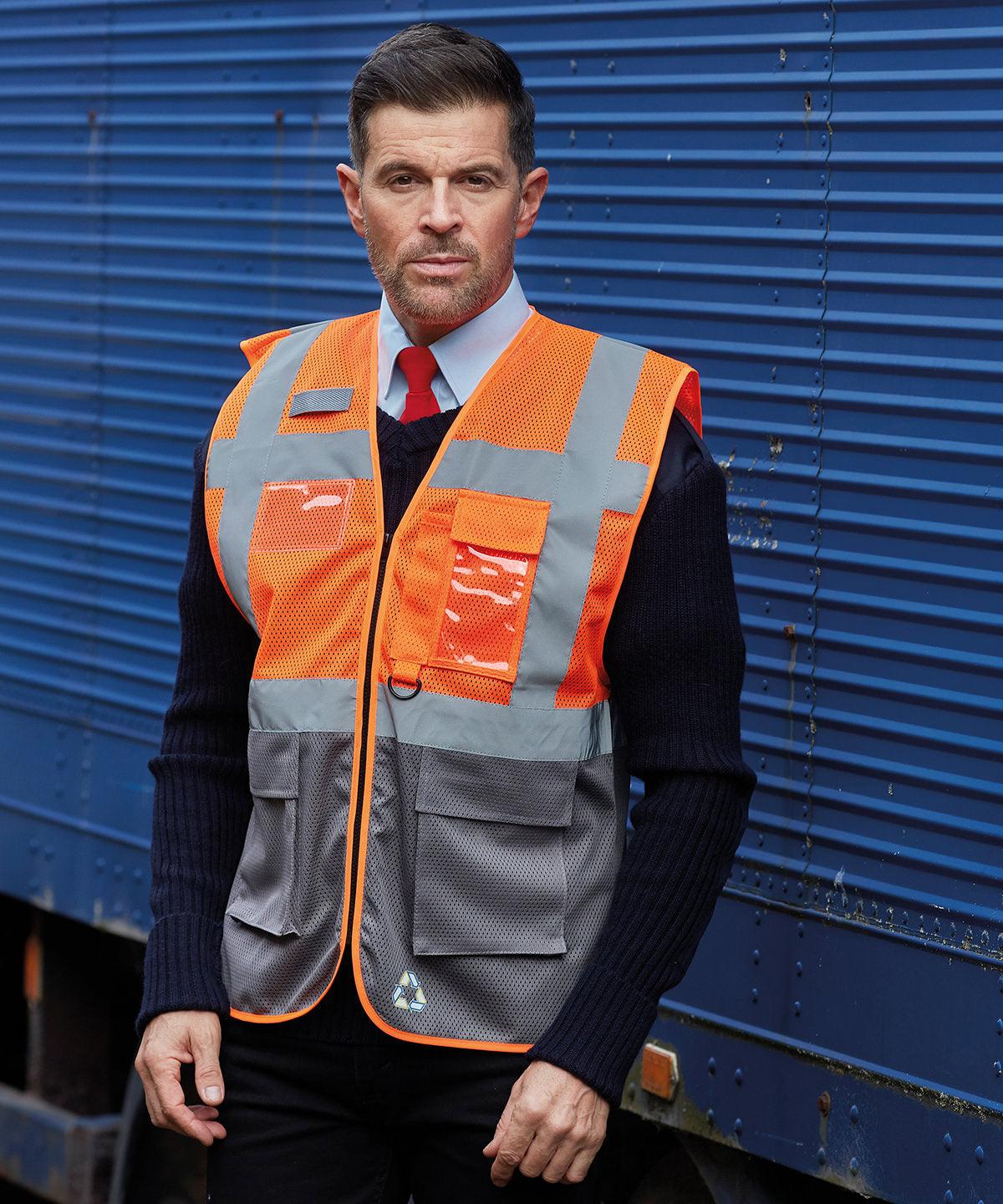 Orange/Grey - Hi-vis top cool open-mesh executive waistcoat (HVW820) Safety Vests Yoko Plus Sizes, Raladeal - Recently Added, Safety Essentials, Safetywear, Workwear Schoolwear Centres