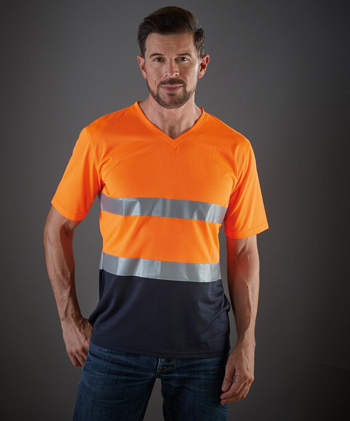 Yellow - Hi-vis top cool super light v-neck t-shirt (HVJ910) T-Shirts Yoko Plus Sizes, Safetywear, Workwear Schoolwear Centres