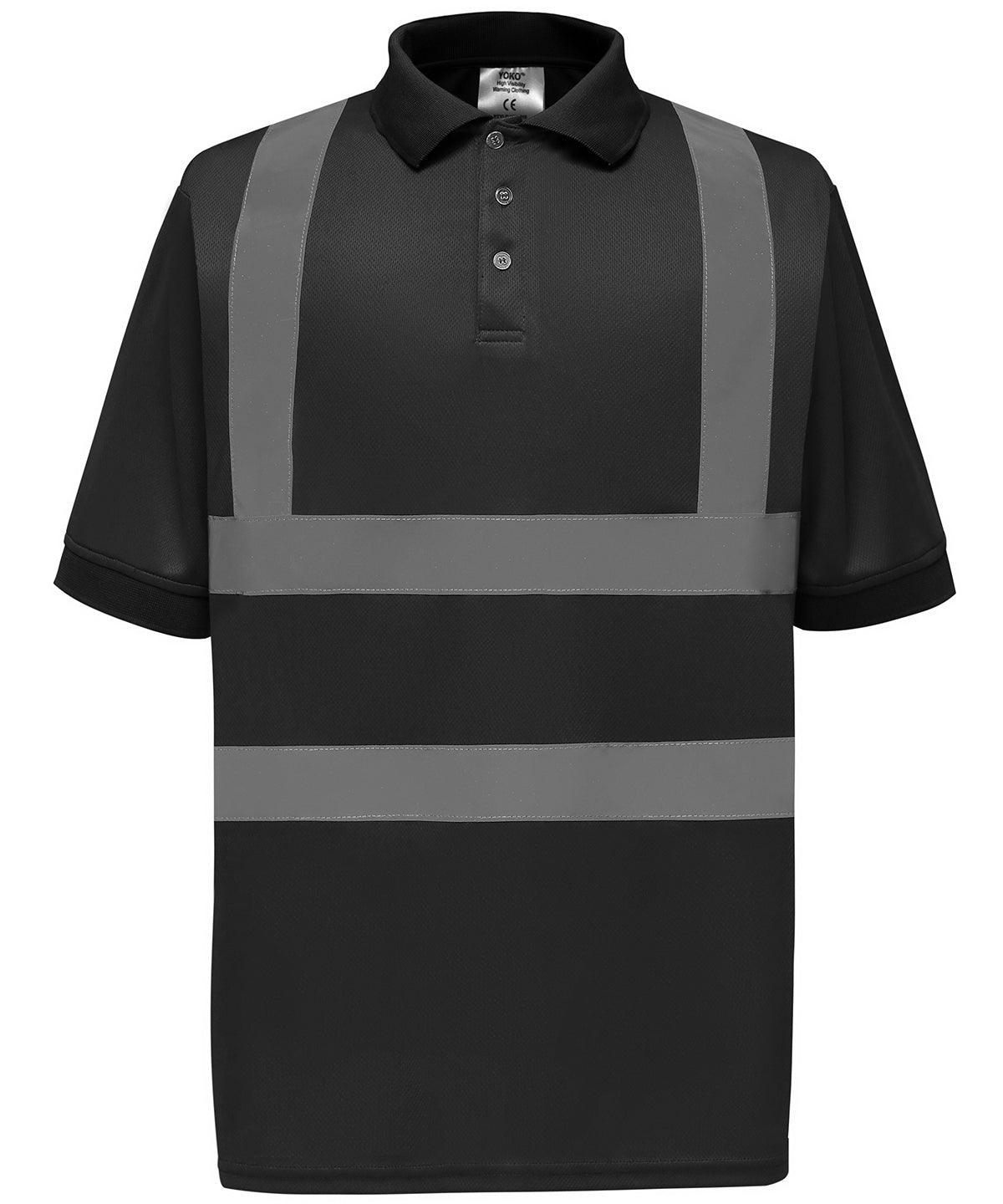 Black - Hi-vis short sleeve polo (HVJ210) Polos Yoko Must Haves, Plus Sizes, Polos & Casual, Safetywear, Workwear Schoolwear Centres