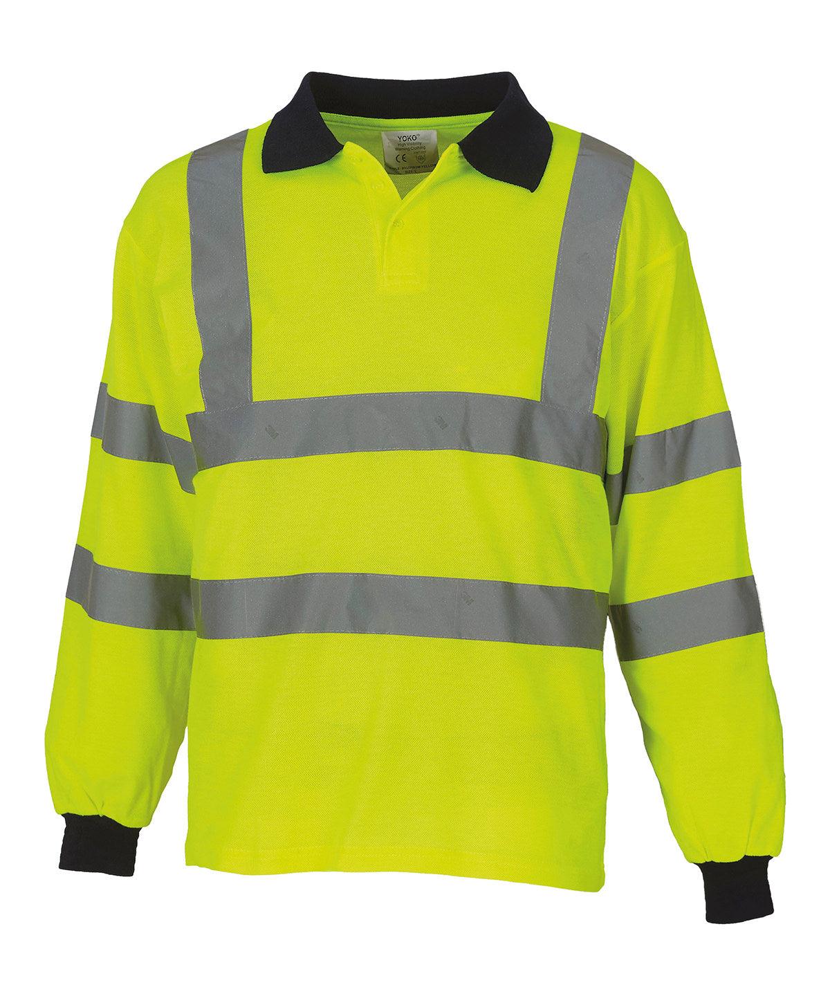 Orange - Hi-vis long sleeve polo (HVJ310) Polos Yoko Plus Sizes, Polos & Casual, Safetywear, Workwear Schoolwear Centres