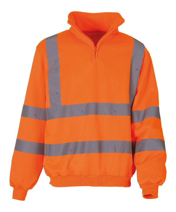 Yellow - Hi-vis ¼ zip sweatshirt (HVK06) Sweatshirts Yoko Plus Sizes, Safetywear, Sweatshirts, Workwear Schoolwear Centres