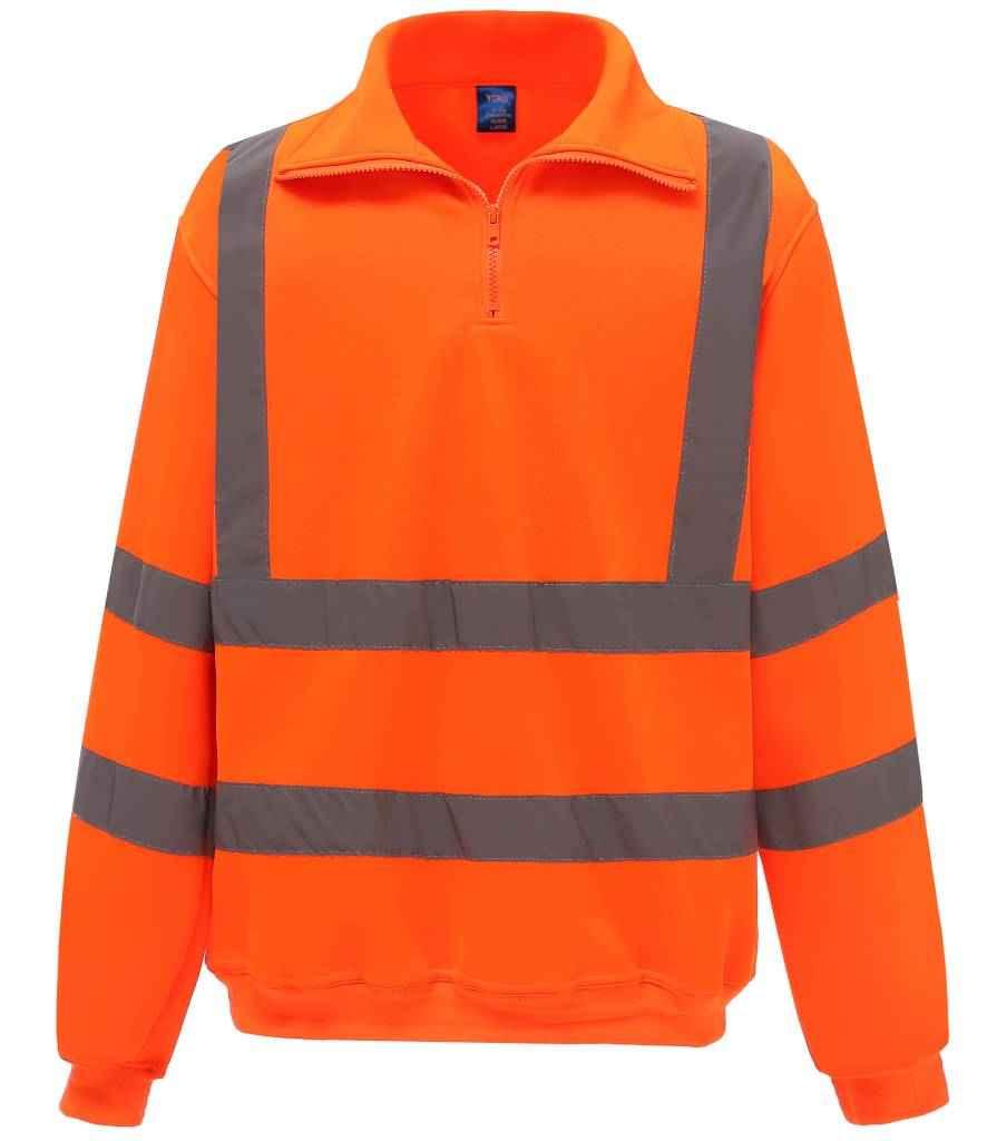 Yoko Hi-Vis Zip Neck Sweatshirt | Orange Sweatshirt Yoko hi-vis, Hi-vis Adult, Hi-vis Reflective Border Kids Waistcoat, Hi-vis Tops, Hi-Viz Premium P.E. Bag, style-yk033, workwear, Yoko Schoolwear Centres