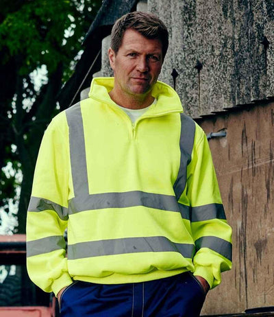 Yoko Hi-Vis Zip Neck Sweatshirt | Yellow Sweatshirt Yoko hi-vis, Hi-vis Adult, Hi-vis Reflective Border Kids Waistcoat, Hi-vis Tops, Hi-Viz Premium P.E. Bag, style-yk033, workwear, Yoko Schoolwear Centres