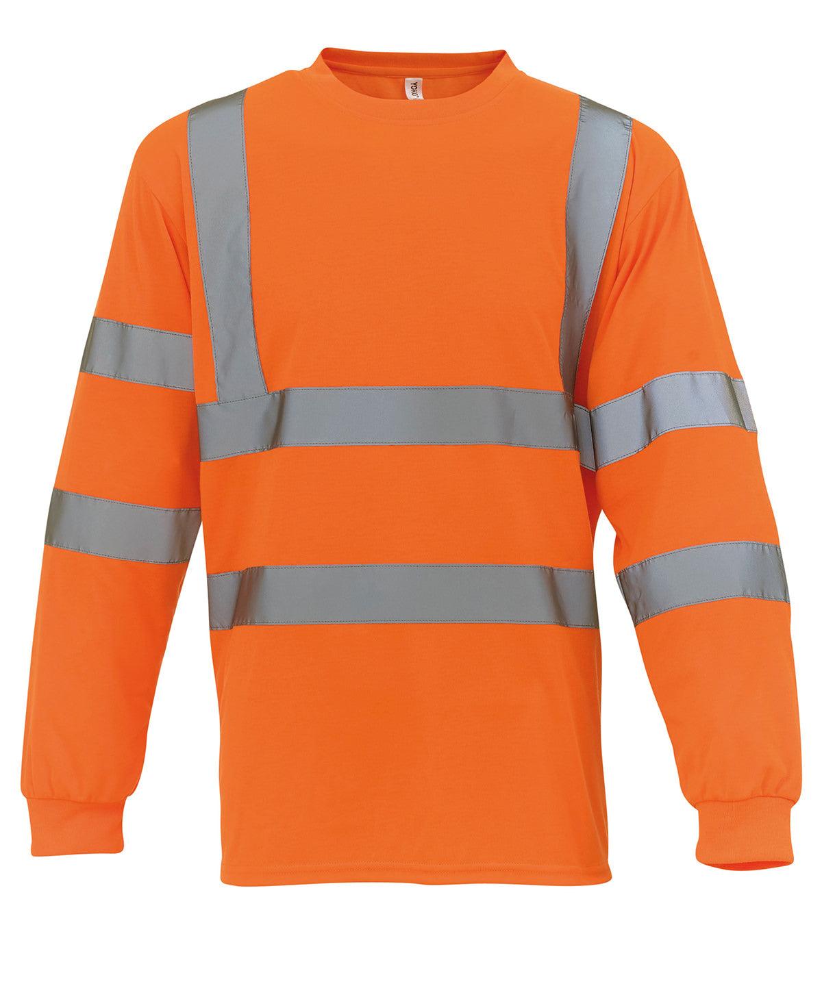 Orange - Hi-vis long sleeve t-shirt (HVJ420) T-Shirts Yoko Plus Sizes, Safetywear, Workwear Schoolwear Centres