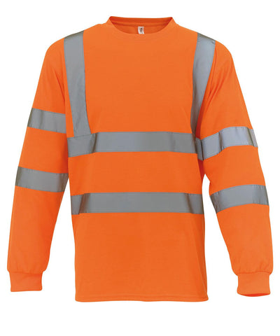 Yellow - Hi-vis long sleeve t-shirt (HVJ420) T-Shirts Yoko Plus Sizes, Safetywear, Workwear Schoolwear Centres