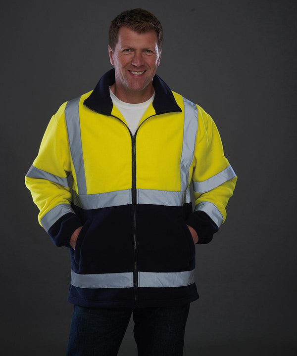 Yellow/Navy - Hi-vis heavyweight fleece jacket (HVK08) Body Warmers Yoko Jackets & Coats, Jackets - Fleece, Must Haves, Plus Sizes, Safetywear, Workwear Schoolwear Centres