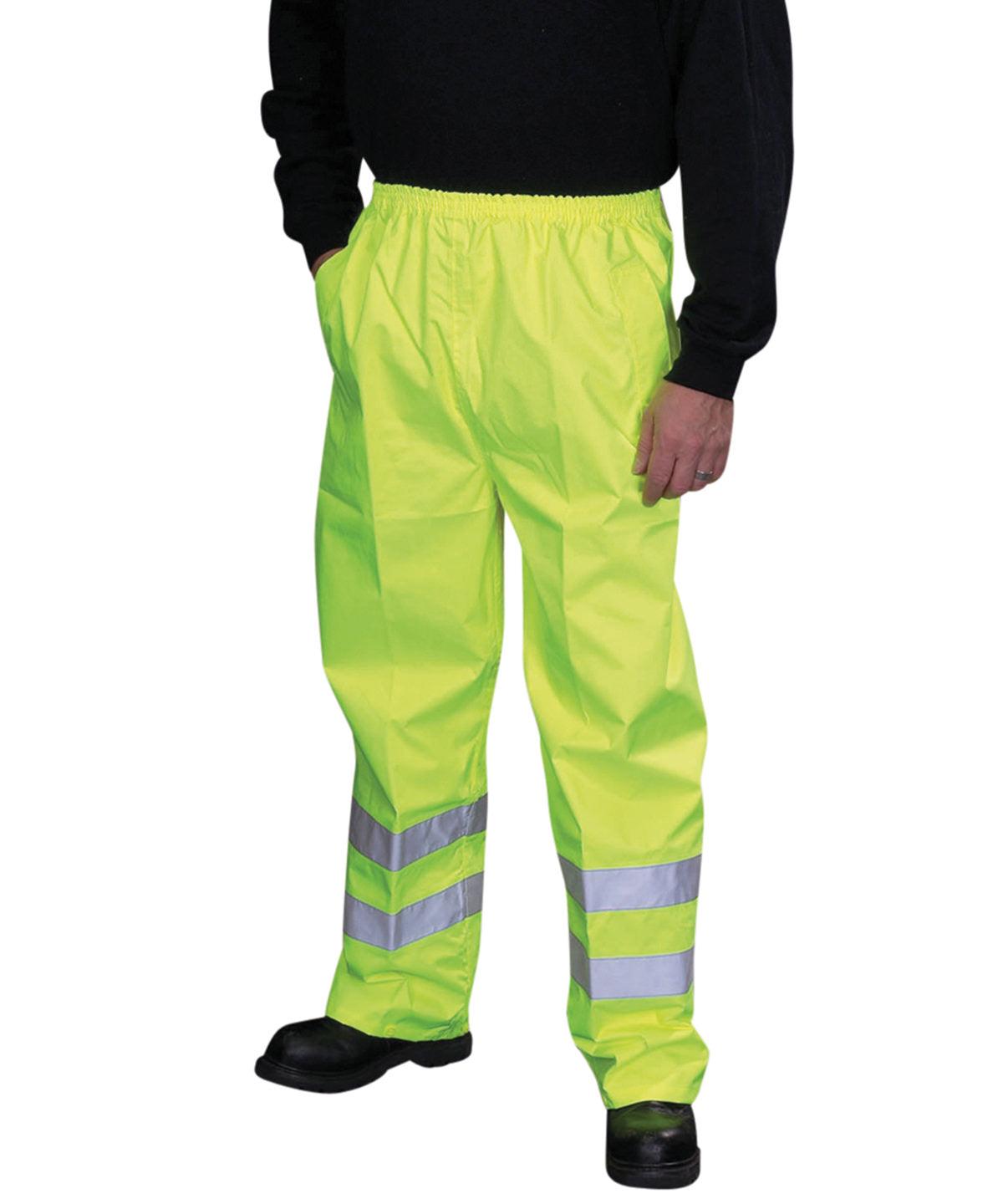 Black - Hi-vis waterproof overtrousers (HVS461) Trousers Yoko Must Haves, Plus Sizes, Safetywear, Workwear Schoolwear Centres