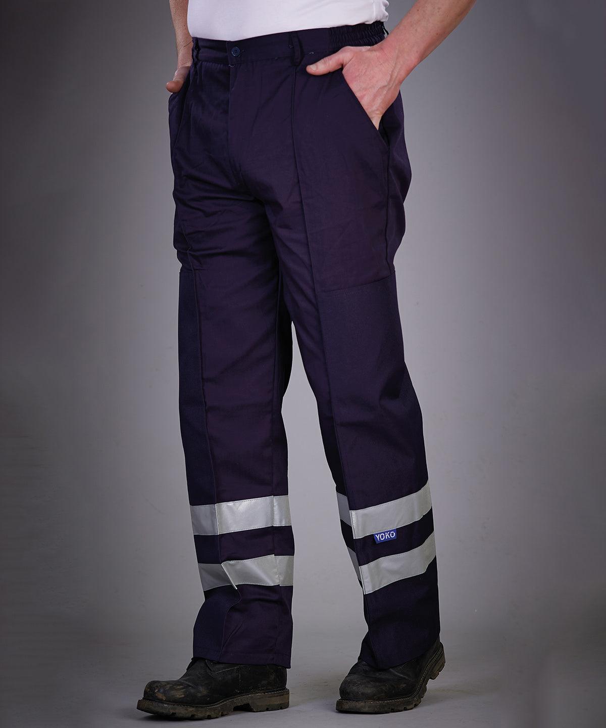 Navy - Reflective polycotton ballistic trousers (BS015T) Trousers Yoko Must Haves, Plus Sizes, Safetywear, Workwear Schoolwear Centres