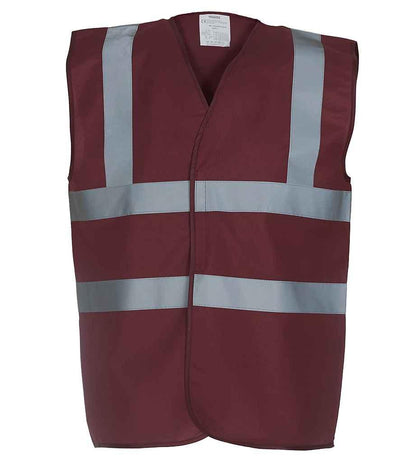 Yoko Hi-Vis Two Band and Braces Waistcoat | Maroon Waistcoat Yoko hi-vis, Hi-vis Adult, Hi-vis Reflective Border Kids Waistcoat, Hi-vis Tops, Hi-Viz Premium P.E. Bag, style-yk102, workwear, Yoko Schoolwear Centres