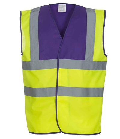 Yoko Hi-Vis Two Band and Braces Waistcoat | Purple/Yellow Waistcoat Yoko hi-vis, Hi-vis Adult, Hi-vis Reflective Border Kids Waistcoat, Hi-vis Tops, Hi-Viz Premium P.E. Bag, style-yk102, workwear, Yoko Schoolwear Centres