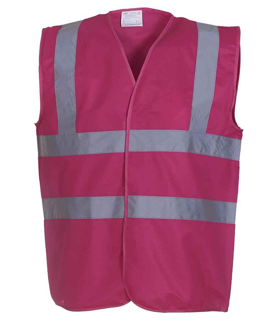 Yoko Hi-Vis Two Band and Braces Waistcoat | Raspberry Waistcoat Yoko hi-vis, Hi-vis Adult, Hi-vis Reflective Border Kids Waistcoat, Hi-vis Tops, Hi-Viz Premium P.E. Bag, style-yk102, workwear, Yoko Schoolwear Centres