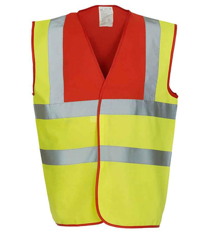 Yoko Hi-Vis Two Band and Braces Waistcoat | Red/Yellow Waistcoat Yoko hi-vis, Hi-vis Adult, Hi-vis Reflective Border Kids Waistcoat, Hi-vis Tops, Hi-Viz Premium P.E. Bag, style-yk102, workwear, Yoko Schoolwear Centres