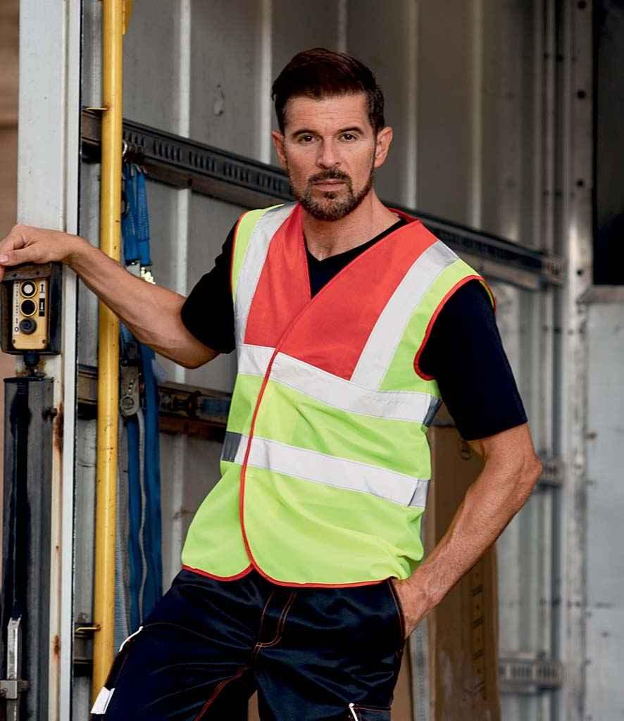Yoko Hi-Vis Two Band and Braces Waistcoat | Red/Yellow Waistcoat Yoko hi-vis, Hi-vis Adult, Hi-vis Reflective Border Kids Waistcoat, Hi-vis Tops, Hi-Viz Premium P.E. Bag, style-yk102, workwear, Yoko Schoolwear Centres