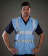 Yoko Hi-Vis Two Band and Braces Waistcoat | Sky Blue Waistcoat Yoko hi-vis, Hi-vis Adult, Hi-vis Reflective Border Kids Waistcoat, Hi-vis Tops, Hi-Viz Premium P.E. Bag, style-yk102, workwear, Yoko Schoolwear Centres