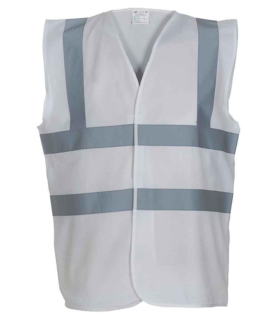 Yoko Hi-Vis Two Band and Braces Waistcoat | White Waistcoat Yoko hi-vis, Hi-vis Adult, Hi-vis Reflective Border Kids Waistcoat, Hi-vis Tops, Hi-Viz Premium P.E. Bag, style-yk102, workwear, Yoko Schoolwear Centres