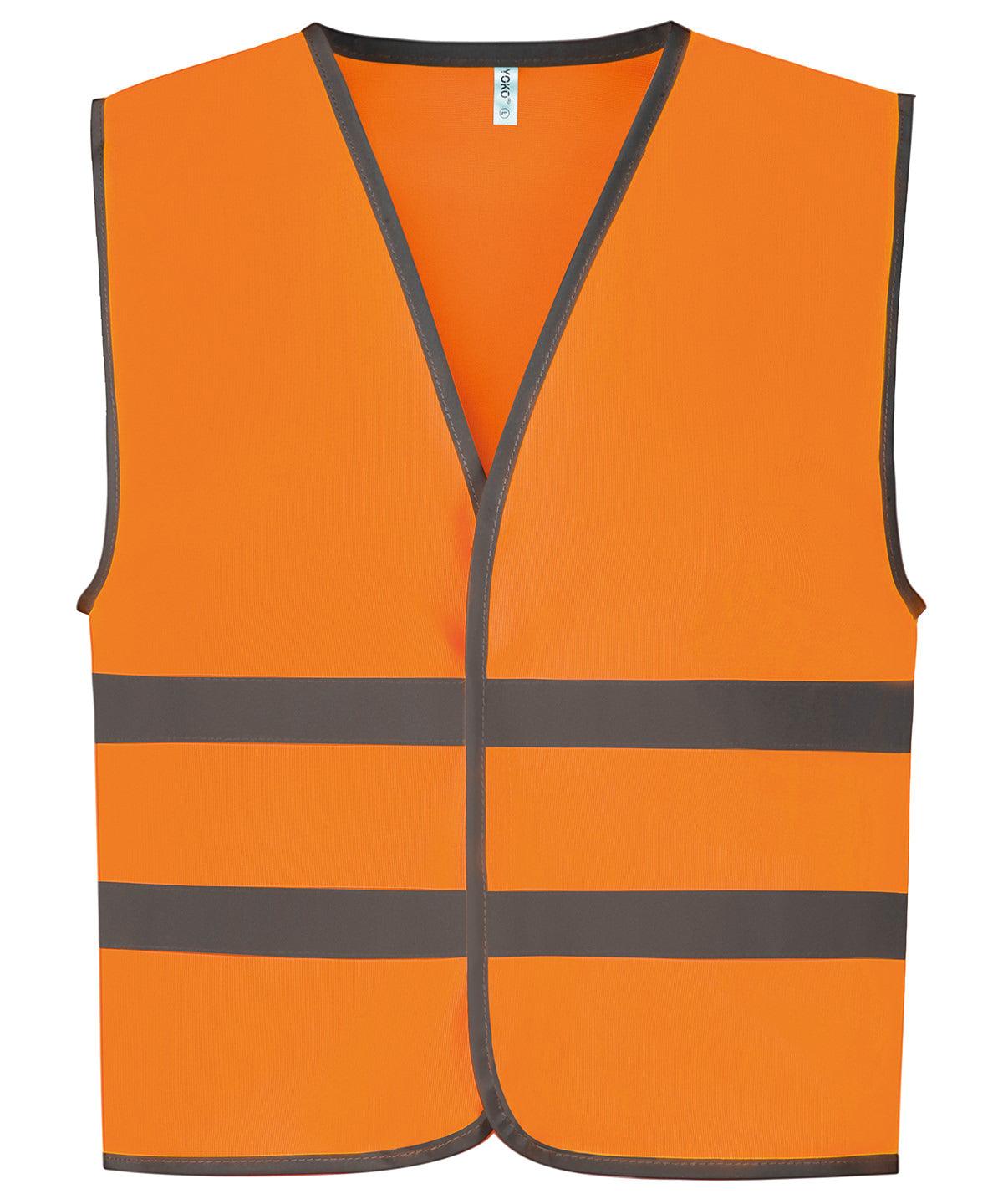Orange - Hi-vis reflective border kids waistcoat (HVW102CH) Safety Vests Yoko Junior, New Colours for 2023, Safety Essentials, Safetywear Schoolwear Centres
