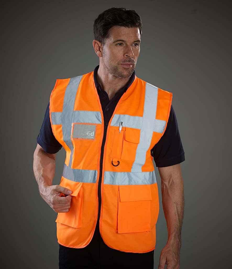 Yoko Executive Waistcoat | Orange Waistcoat Yoko hi-vis, Hi-vis Adult, Hi-vis Reflective Border Kids Waistcoat, Hi-vis Tops, Hi-Viz Premium P.E. Bag, style-yk103, workwear, Yoko Schoolwear Centres