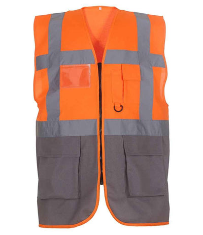 Yoko Executive Waistcoat | Orange/Grey Waistcoat Yoko hi-vis, Hi-vis Adult, Hi-vis Reflective Border Kids Waistcoat, Hi-vis Tops, Hi-Viz Premium P.E. Bag, style-yk103, workwear, Yoko Schoolwear Centres