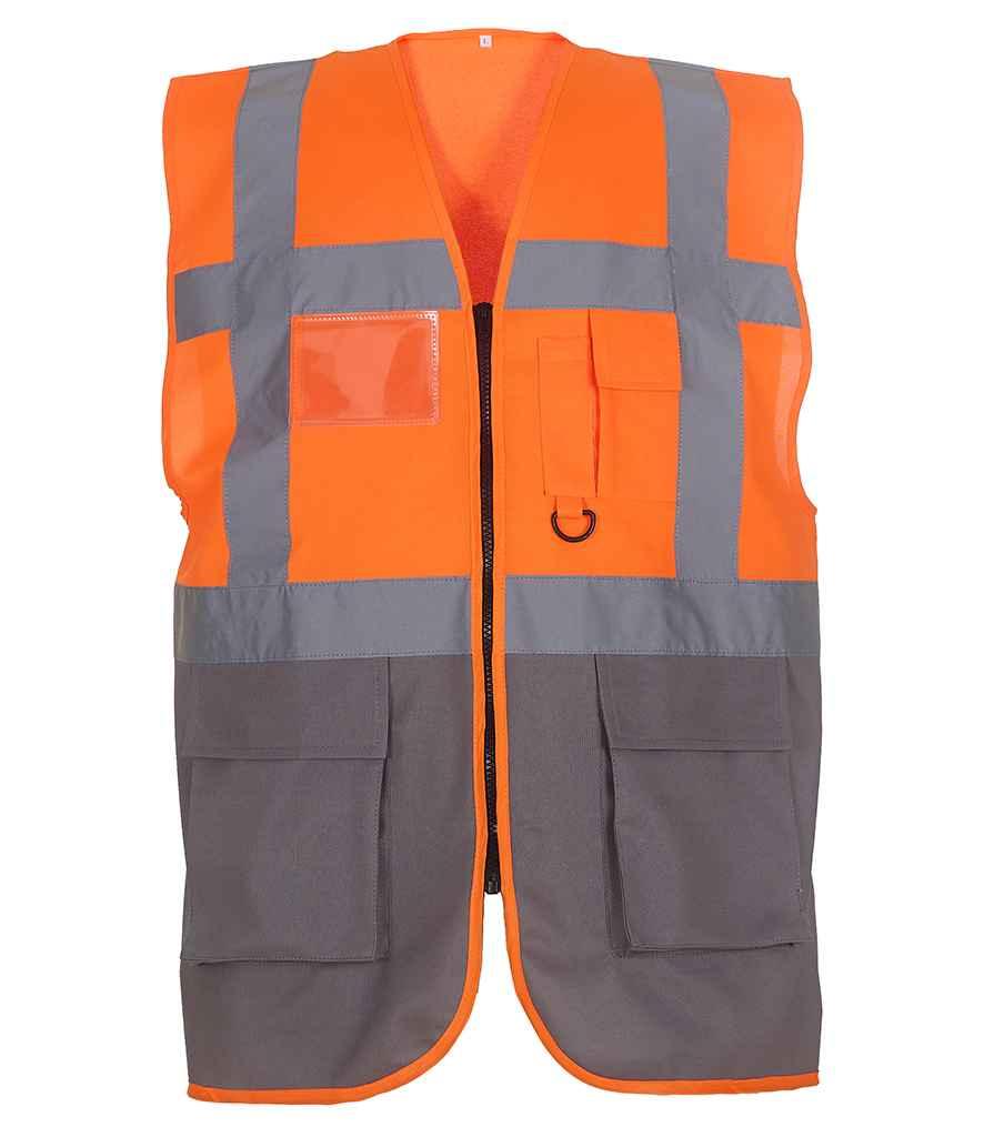 Yoko Executive Waistcoat | Orange/Grey Waistcoat Yoko hi-vis, Hi-vis Adult, Hi-vis Reflective Border Kids Waistcoat, Hi-vis Tops, Hi-Viz Premium P.E. Bag, style-yk103, workwear, Yoko Schoolwear Centres