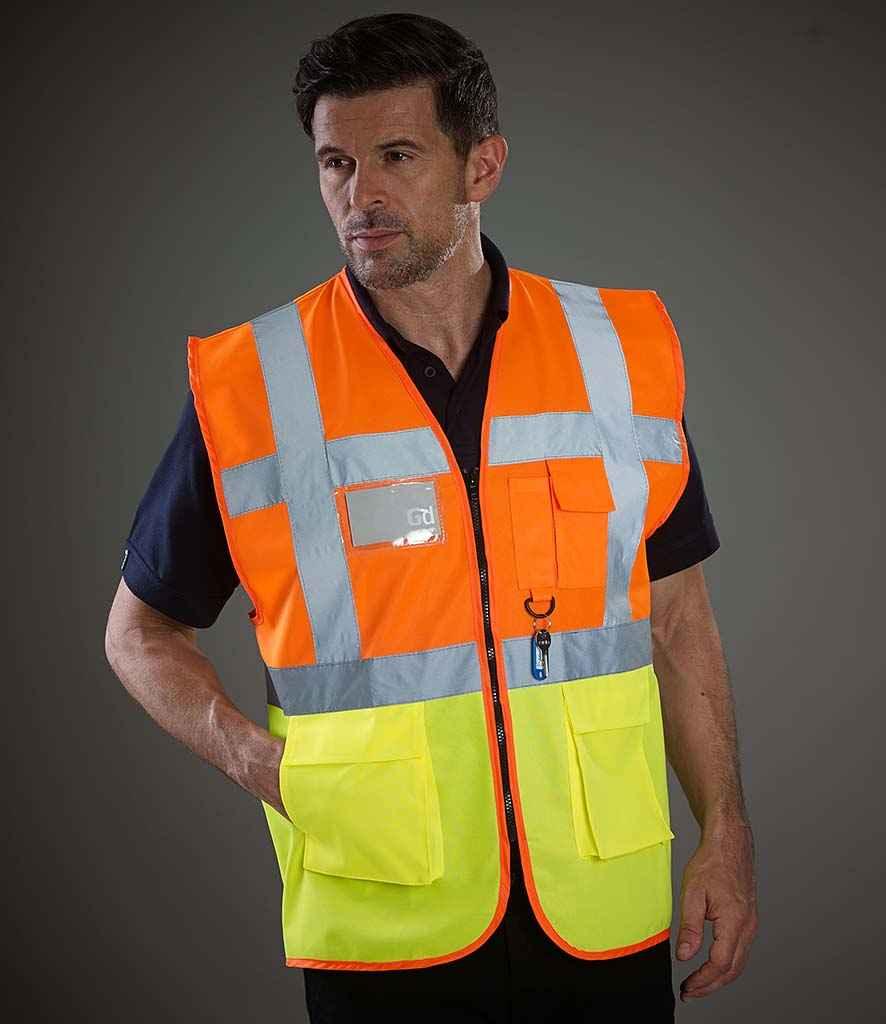 Yoko Executive Waistcoat | Orange/Yellow Waistcoat Yoko hi-vis, Hi-vis Adult, Hi-vis Reflective Border Kids Waistcoat, Hi-vis Tops, Hi-Viz Premium P.E. Bag, style-yk103, workwear, Yoko Schoolwear Centres