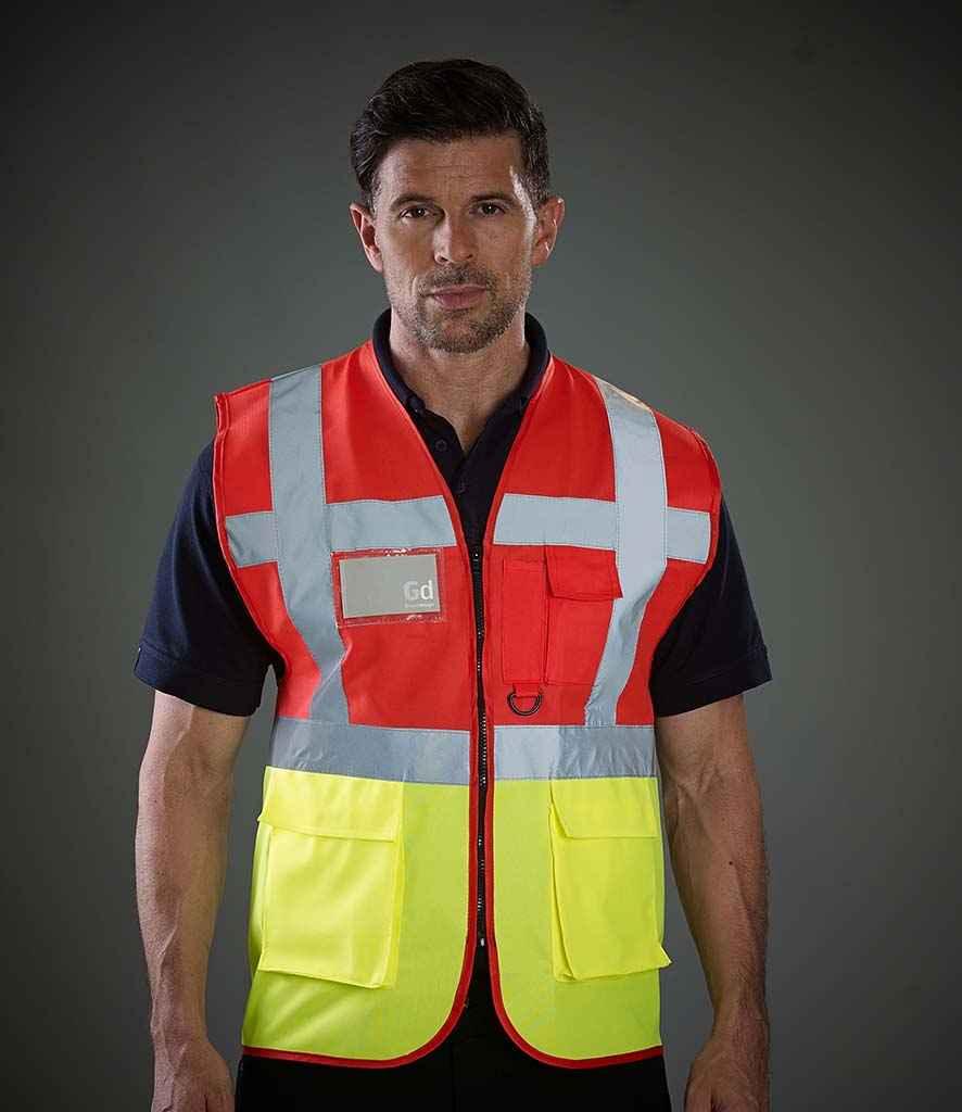 Yoko Executive Waistcoat | Red/Yellow Waistcoat Yoko hi-vis, Hi-vis Adult, Hi-vis Reflective Border Kids Waistcoat, Hi-vis Tops, Hi-Viz Premium P.E. Bag, style-yk103, workwear, Yoko Schoolwear Centres