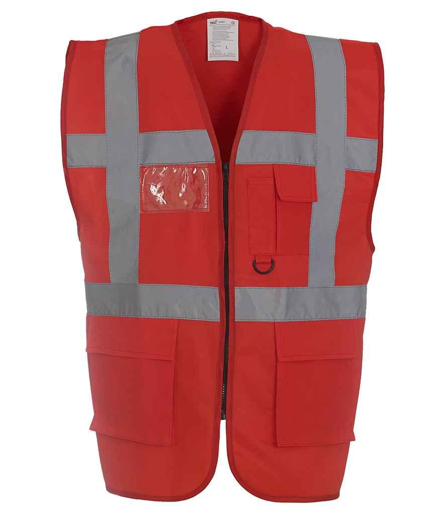 Yoko Executive Waistcoat | Red Waistcoat Yoko hi-vis, Hi-vis Adult, Hi-vis Reflective Border Kids Waistcoat, Hi-vis Tops, Hi-Viz Premium P.E. Bag, style-yk103, workwear, Yoko Schoolwear Centres