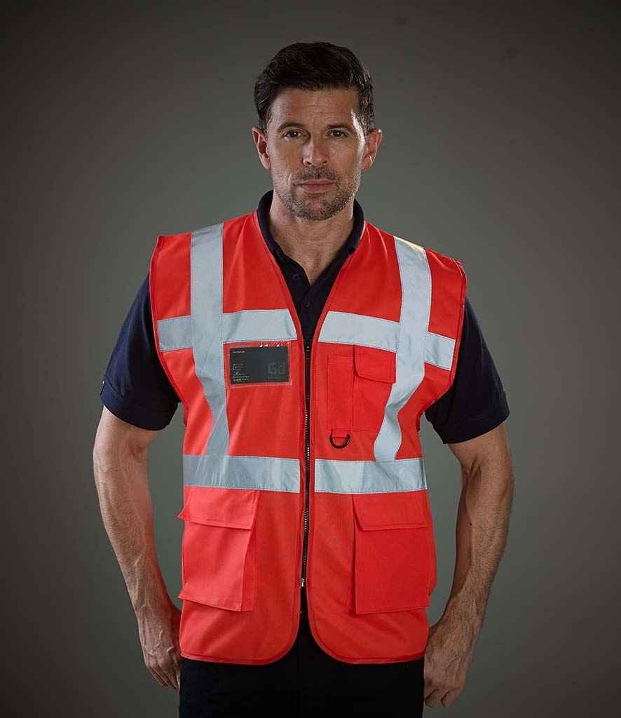 Yoko Executive Waistcoat | Red Waistcoat Yoko hi-vis, Hi-vis Adult, Hi-vis Reflective Border Kids Waistcoat, Hi-vis Tops, Hi-Viz Premium P.E. Bag, style-yk103, workwear, Yoko Schoolwear Centres