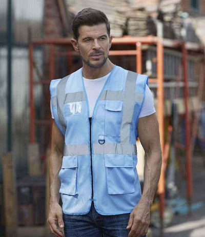 Yoko Executive Waistcoat | Sky Blue Waistcoat Yoko hi-vis, Hi-vis Adult, Hi-vis Reflective Border Kids Waistcoat, Hi-vis Tops, Hi-Viz Premium P.E. Bag, style-yk103, workwear, Yoko Schoolwear Centres