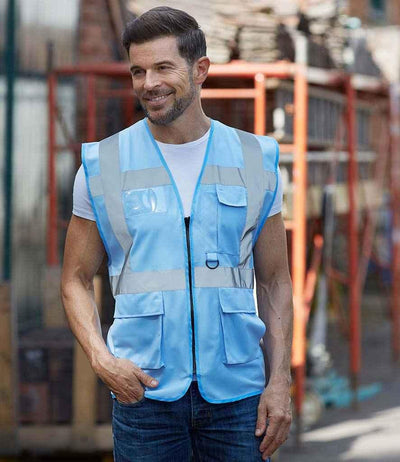 Yoko Executive Waistcoat | Sky Blue Waistcoat Yoko hi-vis, Hi-vis Adult, Hi-vis Reflective Border Kids Waistcoat, Hi-vis Tops, Hi-Viz Premium P.E. Bag, style-yk103, workwear, Yoko Schoolwear Centres
