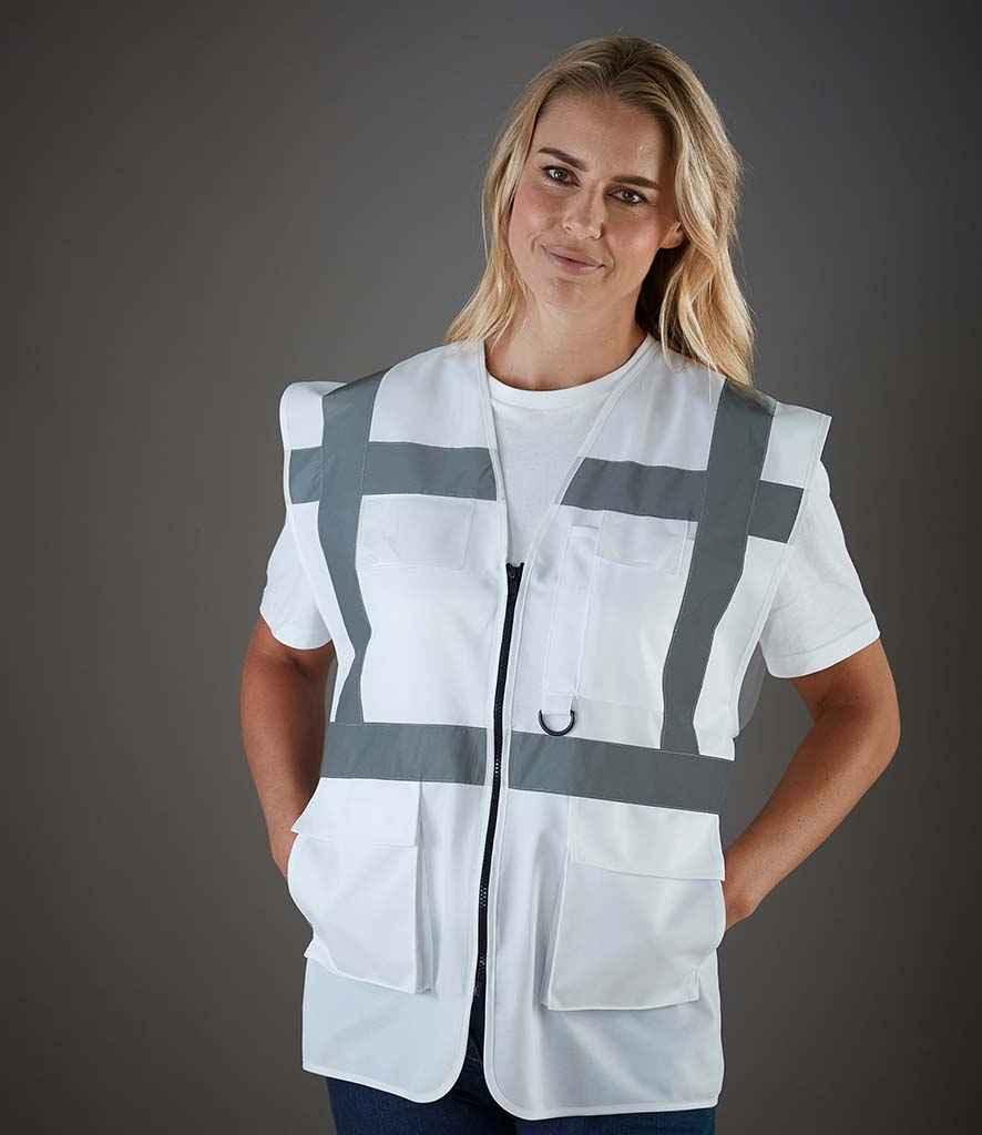 Yoko Executive Waistcoat | White Waistcoat Yoko hi-vis, Hi-vis Adult, Hi-vis Reflective Border Kids Waistcoat, Hi-vis Tops, Hi-Viz Premium P.E. Bag, style-yk103, workwear, Yoko Schoolwear Centres