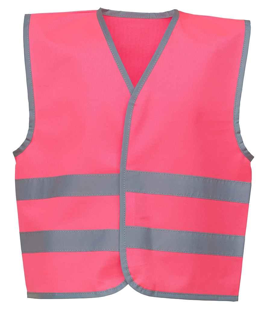 Yoko Kids Hi-Vis Two Band Waistcoat | Pink Waistcoat Yoko hi-vis, Hi-vis Adult, Hi-vis Reflective Border Kids Waistcoat, Hi-vis Tops, Hi-Viz Premium P.E. Bag, style-yk106b, workwear, Yoko Schoolwear Centres