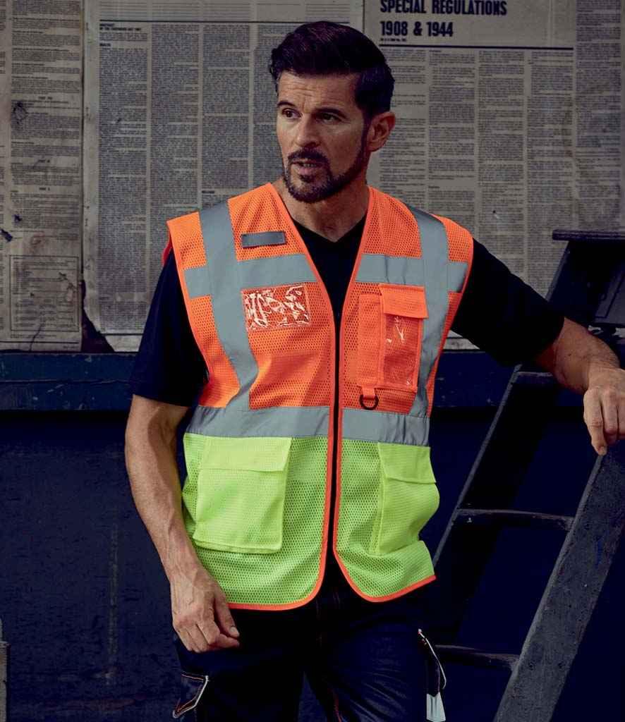 Yoko Hi-Vis Top Cool Open Mesh Executive Waistcoat | Orange/Yellow Waistcoat Yoko hi-vis, Hi-vis Adult, Hi-vis Reflective Border Kids Waistcoat, Hi-vis Tops, Hi-Viz Premium P.E. Bag, style-yk107, workwear, Yoko Schoolwear Centres