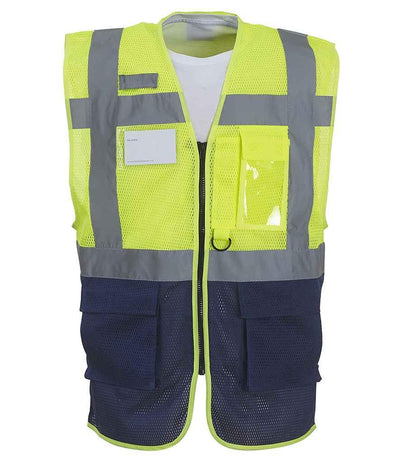 Yoko Hi-Vis Top Cool Open Mesh Executive Waistcoat | Yellow/Navy Waistcoat Yoko hi-vis, Hi-vis Adult, Hi-vis Reflective Border Kids Waistcoat, Hi-vis Tops, Hi-Viz Premium P.E. Bag, style-yk107, workwear, Yoko Schoolwear Centres