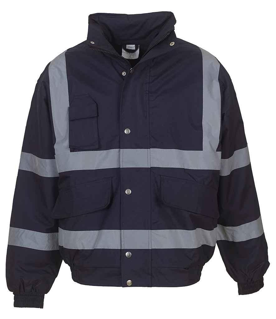 Yoko Hi-Vis Classic Bomber Jacket | Navy Jacket Yoko hi-vis, Hi-vis Adult, Hi-vis Reflective Border Kids Waistcoat, Hi-vis Tops, Hi-Viz Premium P.E. Bag, style-yk200, workwear, Yoko Schoolwear Centres