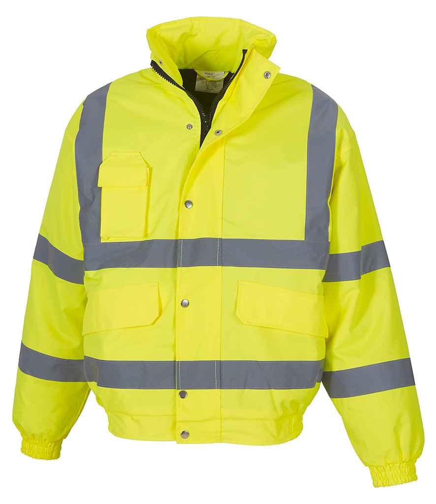 Yoko Hi-Vis Classic Bomber Jacket | Yellow Jacket Yoko hi-vis, Hi-vis Adult, Hi-vis Reflective Border Kids Waistcoat, Hi-vis Tops, Hi-Viz Premium P.E. Bag, style-yk200, workwear, Yoko Schoolwear Centres