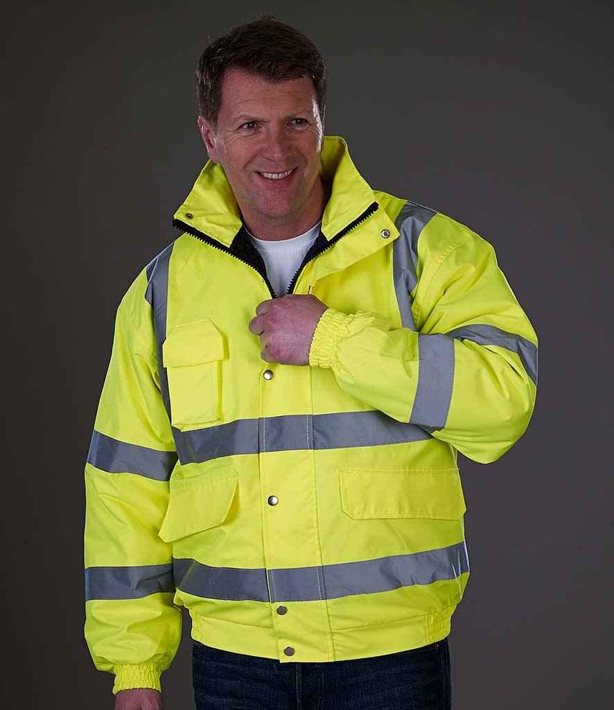 Yoko Hi-Vis Classic Bomber Jacket | Yellow Jacket Yoko hi-vis, Hi-vis Adult, Hi-vis Reflective Border Kids Waistcoat, Hi-vis Tops, Hi-Viz Premium P.E. Bag, style-yk200, workwear, Yoko Schoolwear Centres