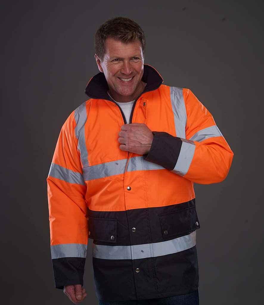 Yoko Hi-Vis Two Tone Motorway Jacket | Orange/Navy Jacket Yoko hi-vis, Hi-vis Adult, Hi-vis Reflective Border Kids Waistcoat, Hi-vis Tops, Hi-Viz Premium P.E. Bag, style-yk204, workwear, Yoko Schoolwear Centres