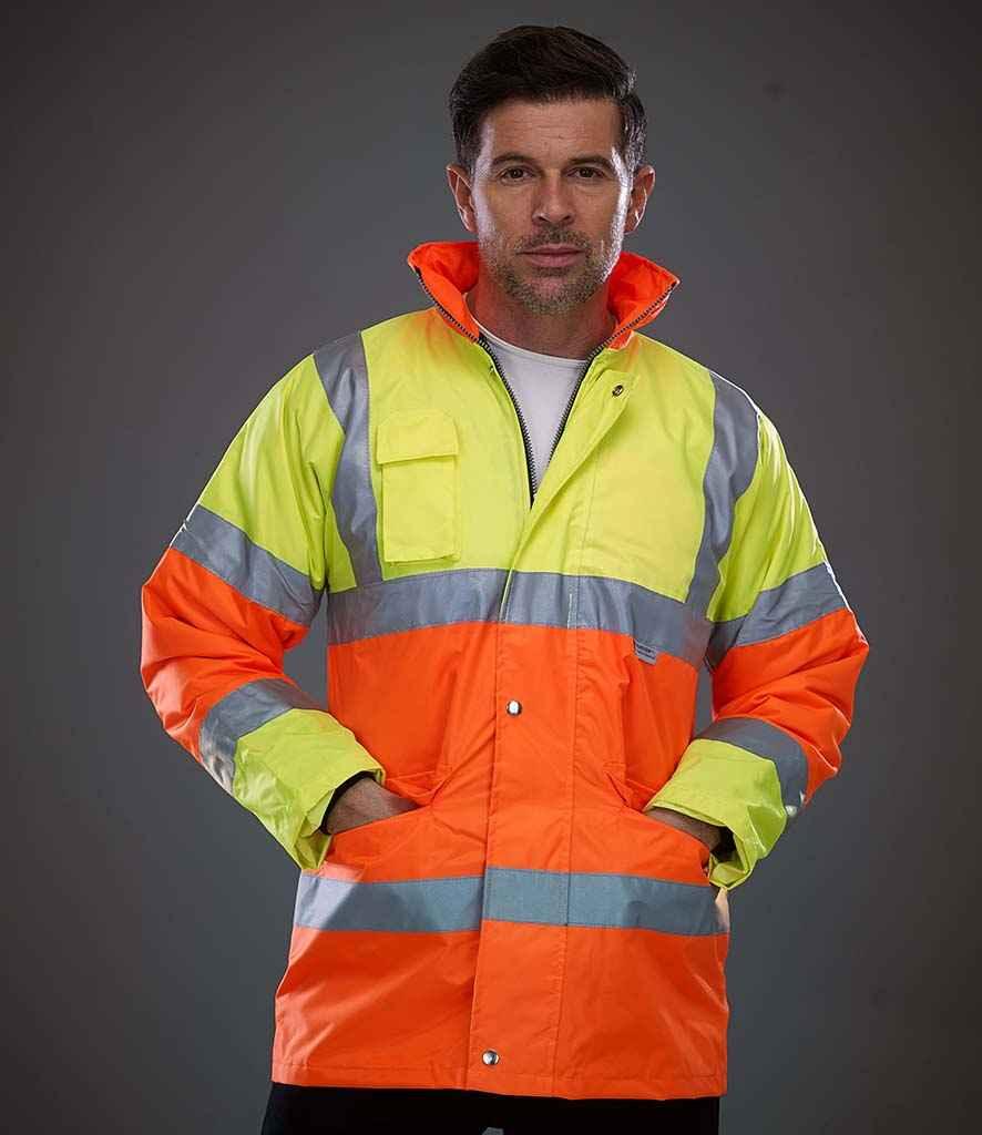 Yoko Hi-Vis Contrast Jacket | Yellow/Orange Jacket Yoko hi-vis, Hi-vis Adult, Hi-vis Reflective Border Kids Waistcoat, Hi-vis Tops, Hi-Viz Premium P.E. Bag, style-yk205, workwear, Yoko Schoolwear Centres