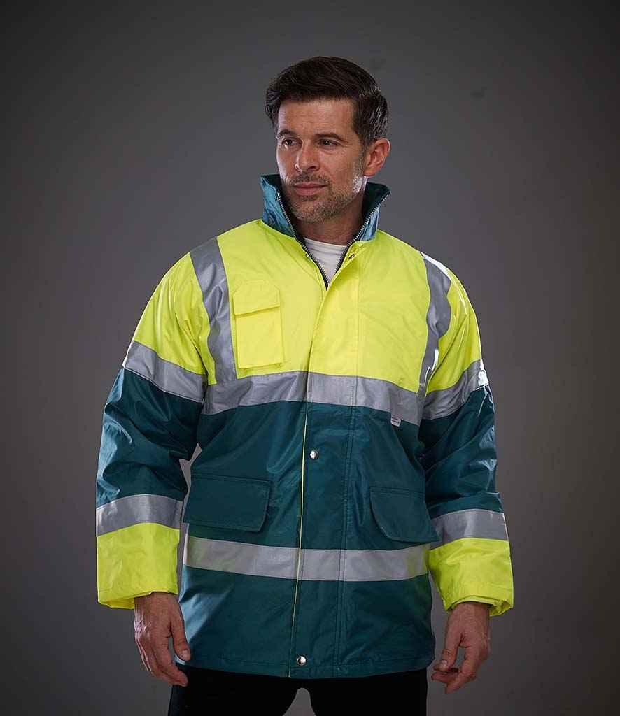 Yoko Hi-Vis Contrast Jacket | Yellow/Paramedic Green Jacket Yoko hi-vis, Hi-vis Adult, Hi-vis Reflective Border Kids Waistcoat, Hi-vis Tops, Hi-Viz Premium P.E. Bag, style-yk205, workwear, Yoko Schoolwear Centres