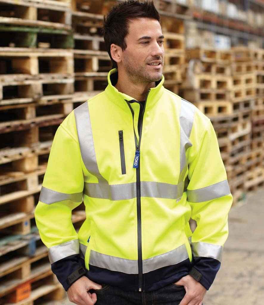 Yoko Hi-Vis Soft Shell Jacket | Yellow/Navy Soft Shell Yoko hi-vis, Hi-vis Adult, Hi-vis Reflective Border Kids Waistcoat, Hi-vis Tops, Hi-Viz Premium P.E. Bag, style-yk206, workwear, Yoko Schoolwear Centres
