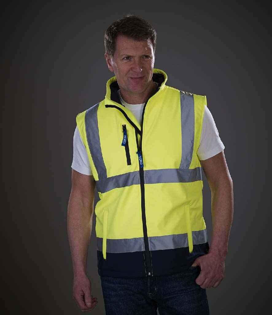 Yoko Hi-Vis Soft Shell Gilet | Yellow/Navy Gilet Yoko hi-vis, Hi-vis Adult, Hi-vis Reflective Border Kids Waistcoat, Hi-vis Tops, Hi-Viz Premium P.E. Bag, style-yk207, workwear, Yoko Schoolwear Centres