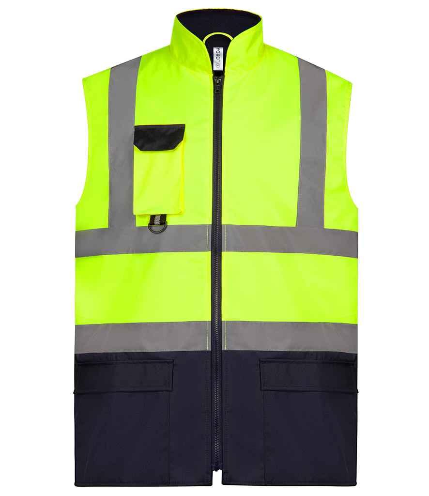 Yoko Two Tone Bodywarmer | Yellow/Navy Gilet Yoko hi-vis, Hi-vis Adult, Hi-vis Reflective Border Kids Waistcoat, Hi-vis Tops, Hi-Viz Premium P.E. Bag, style-yk215, workwear, Yoko Schoolwear Centres