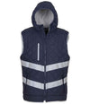 Yoko Hi-Vis Kensington Hooded Gilet | Navy Gilet Yoko hi-vis, Hi-vis Adult, Hi-vis Reflective Border Kids Waistcoat, Hi-vis Tops, Hi-Viz Premium P.E. Bag, style-yk216, workwear, Yoko Schoolwear Centres