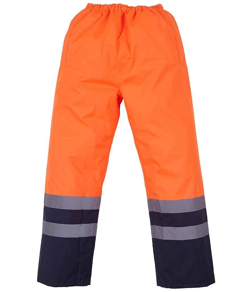 Yoko Hi-Vis Two Tone Waterproof Overtrousers | Orange/Navy Trousers Yoko hi-vis, Hi-vis Adult, Hi-vis Reflective Border Kids Waistcoat, Hi-vis Tops, Hi-Viz Premium P.E. Bag, style-yk217, workwear, Yoko Schoolwear Centres