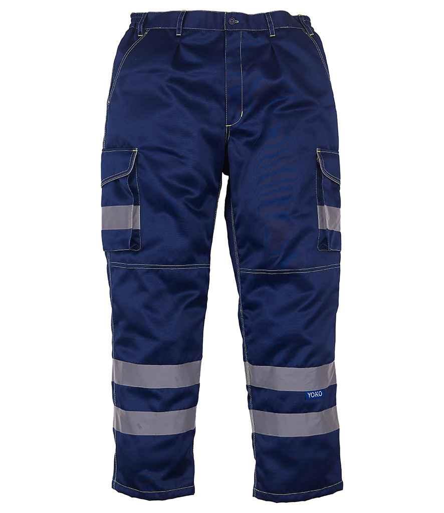Yoko Hi-Vis Cargo Trousers with Knee Pad Pockets | Navy Trousers Yoko hi-vis, Hi-vis Adult, Hi-vis Reflective Border Kids Waistcoat, Hi-vis Tops, style-yk301, workwear, Yoko Schoolwear Centres