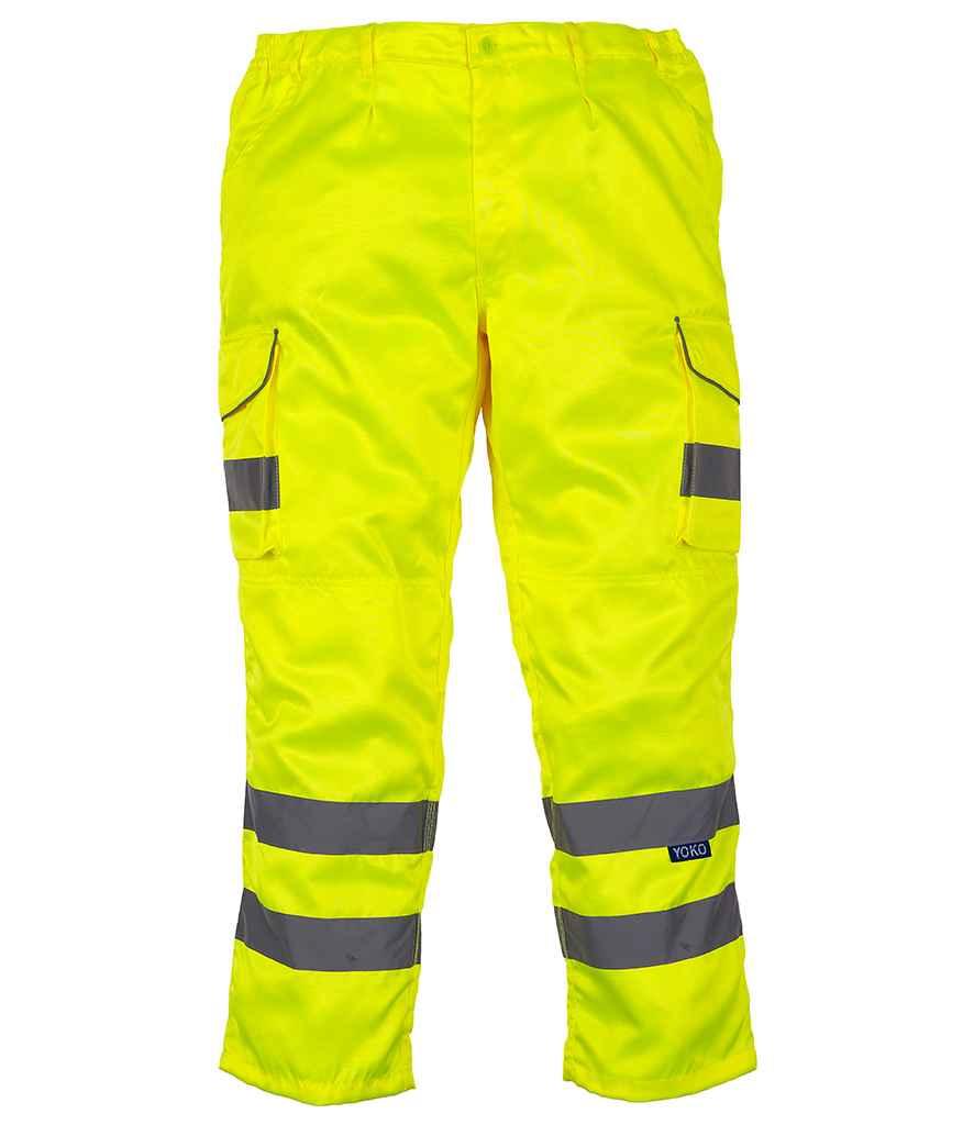 Yoko Hi-Vis Cargo Trousers with Knee Pad Pockets | Yellow Trousers Yoko hi-vis, Hi-vis Adult, Hi-vis Reflective Border Kids Waistcoat, Hi-vis Tops, style-yk301, workwear, Yoko Schoolwear Centres