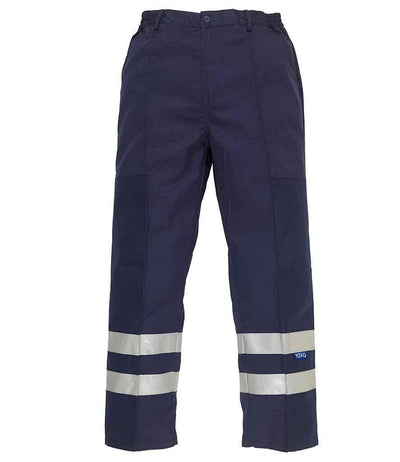 Yoko Reflective Poly/Cotton Ballistic Trousers | Navy Trousers Yoko hi-vis, Hi-vis Adult, Hi-vis Reflective Border Kids Waistcoat, Hi-vis Tops, style-yk302, workwear, Yoko Schoolwear Centres