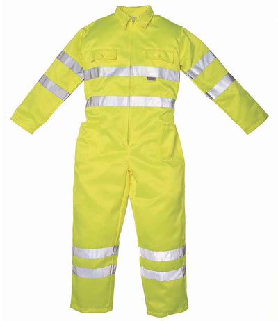Yoko Hi-Vis Poly/Cotton Coverall | Yellow Coverall Yoko hi-vis, Hi-vis Adult, Hi-vis Reflective Border Kids Waistcoat, Hi-vis Tops, style-yk303, workwear, Yoko Schoolwear Centres