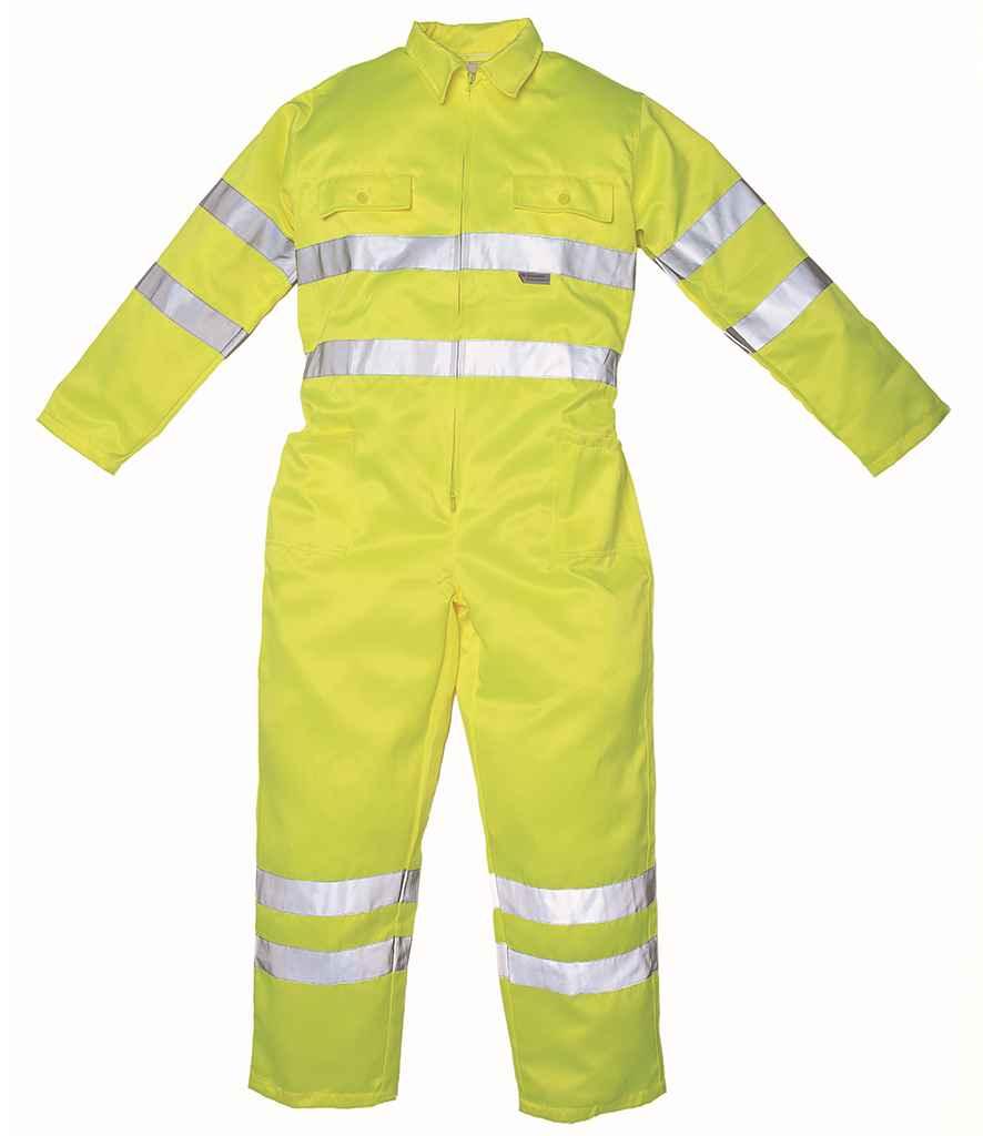 Yoko Hi-Vis Poly/Cotton Coverall | Yellow Coverall Yoko hi-vis, Hi-vis Adult, Hi-vis Reflective Border Kids Waistcoat, Hi-vis Tops, style-yk303, workwear, Yoko Schoolwear Centres